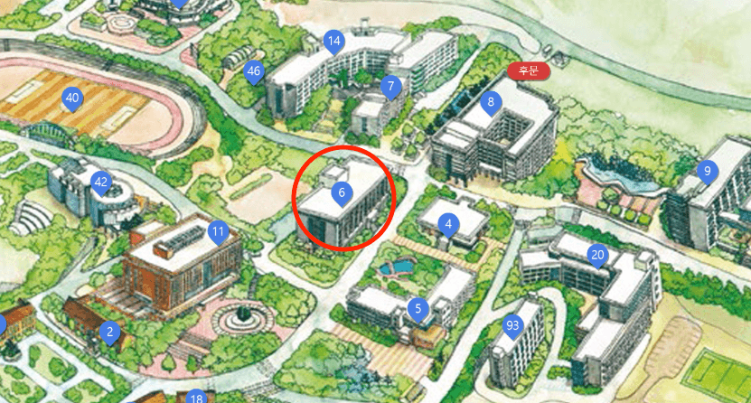 청주대학교 캠퍼스 배치도 — AI·SW 융합대학 건물 위치